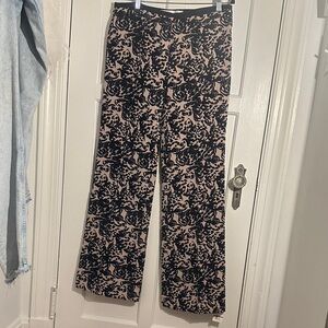 Victoria Victoria Beckham Black and Natural Textured Wide Leg Pants